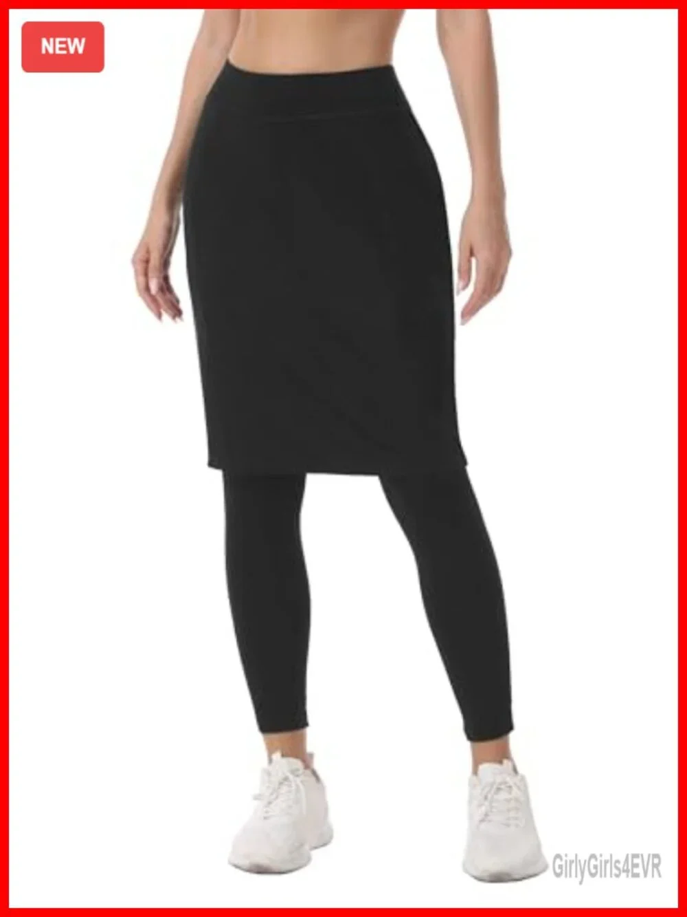 Women's Athletic Skort with Built-in Leggings, Knee Length, UPF 50+